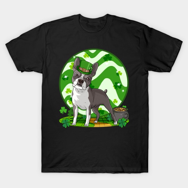 Boston Terrier Dog St Patricks Day Leprechaun T-Shirt by Noseking